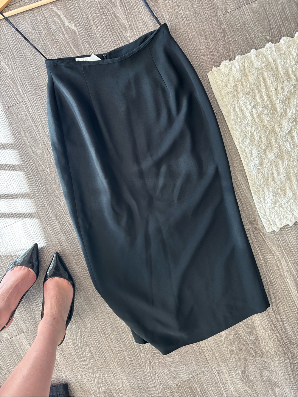 Rena Rowan Black Satin Pencil Skirt